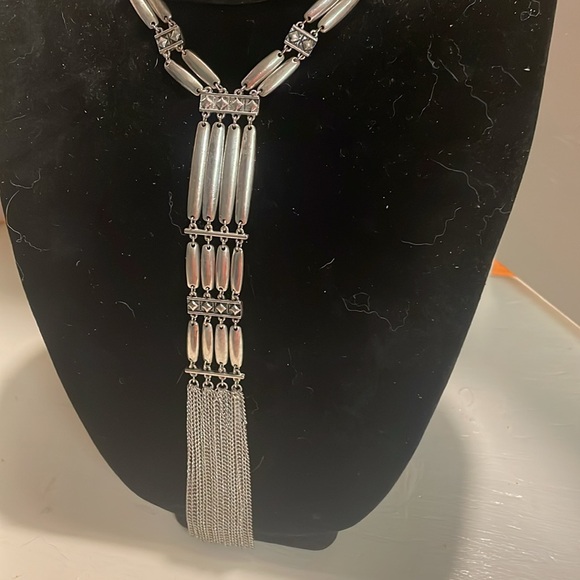 Vintage Forever 21 24” mixed metal silver tone tassel necklace w/3.5” extender - Picture 5 of 12